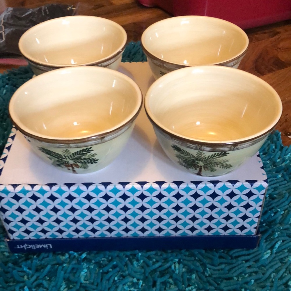 Set of 4 Home Trends Palm Tree Cereal Bowls